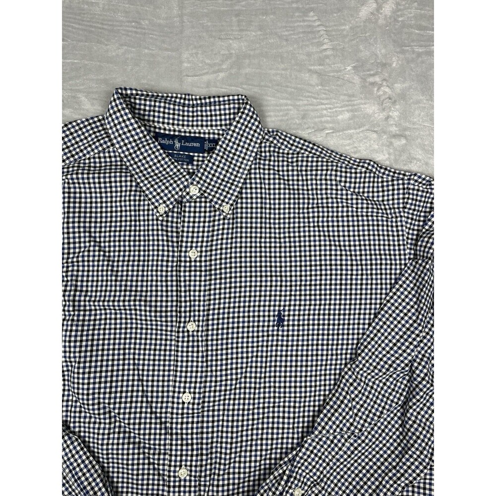 Polo Ralph Lauren Blake Button Down Shirt Men's XXL Blue Black Gingham Cotton LS